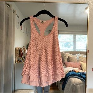 Pink Chevron Striped Tank Top